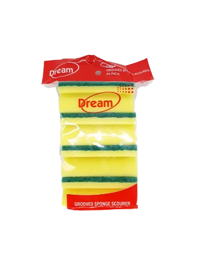 DREAM SPONGE SCOURER GROOVED 4`S EACH